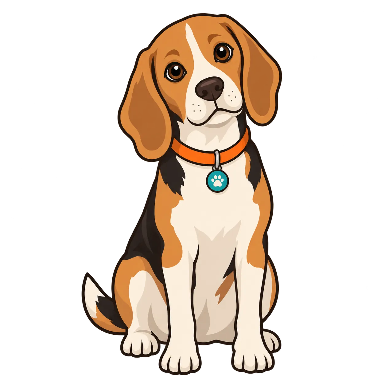 Illustration eines sitzenden Beagles, der nach oben schaut und darauf wartet, gefüttert zu werden.